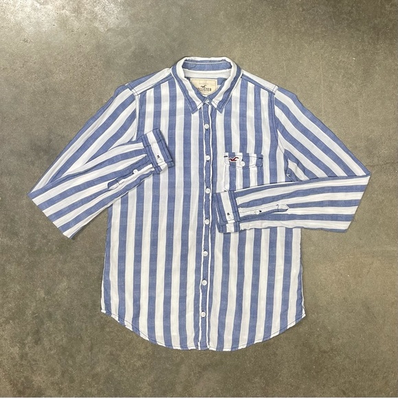 Vintage Hollister Striped Long Sleeve Button Up Y2K - Picture 2 of 8